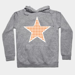 Orange and White Gingham Star Hoodie